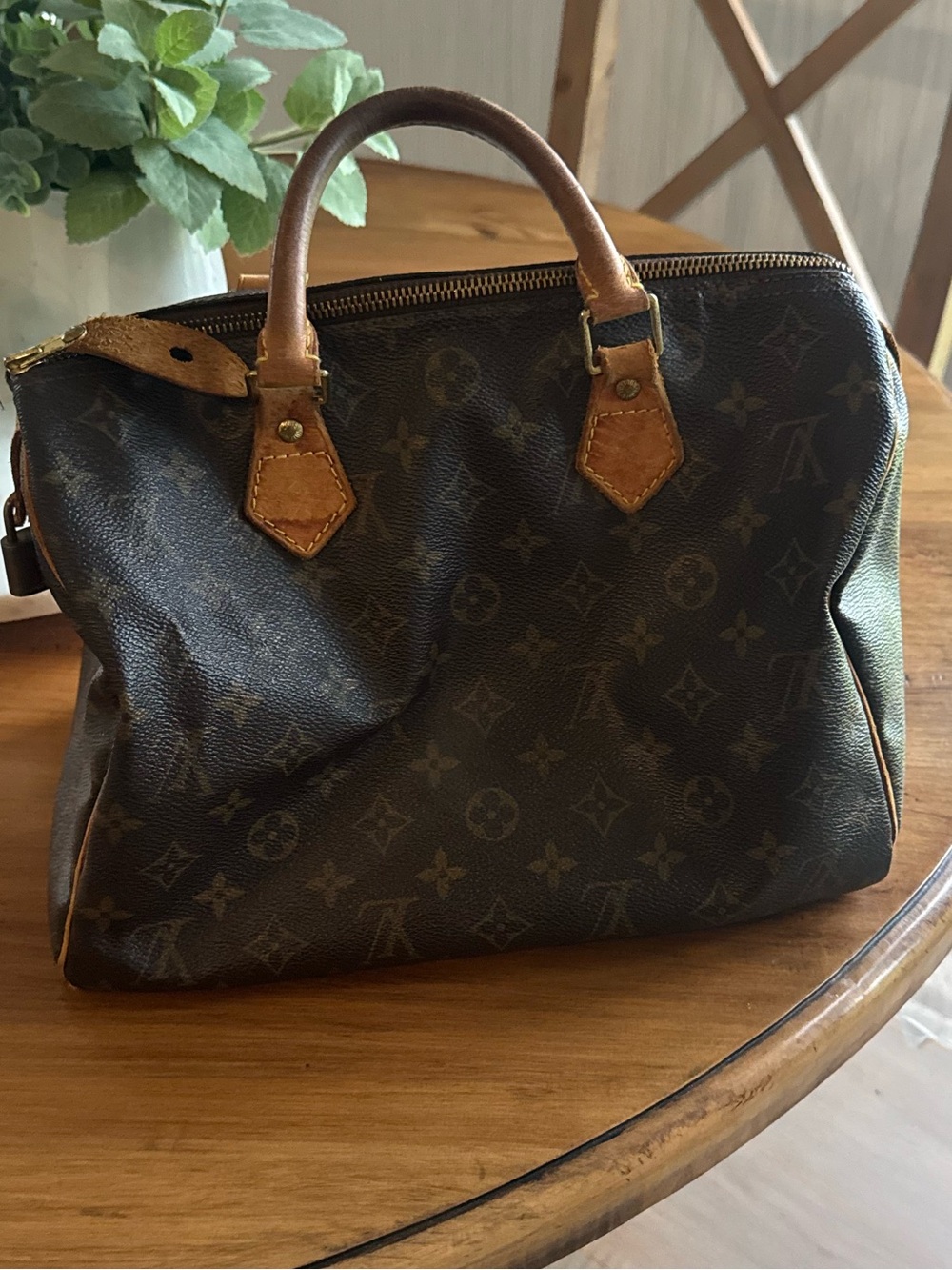 Louis Vuitton monogram 30 speedy Brown Leather-Satchel - Brown/Tan bag - Picture 1 of 17